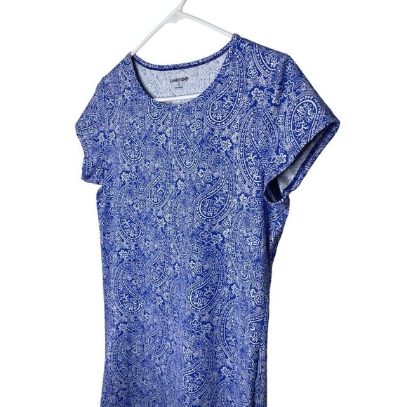 Lands' End Athleisure Dress Blue & White Paisley Size Small Outdoor - Picture 2 of 6